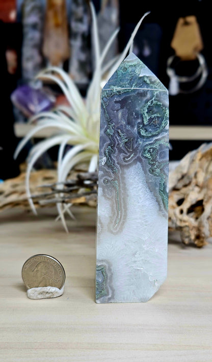 Beautiful Moss Agate Tower