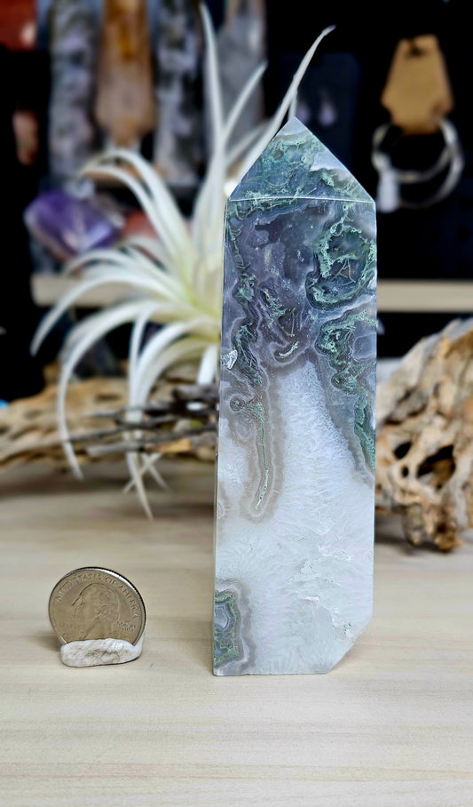 Beautiful Moss Agate Tower