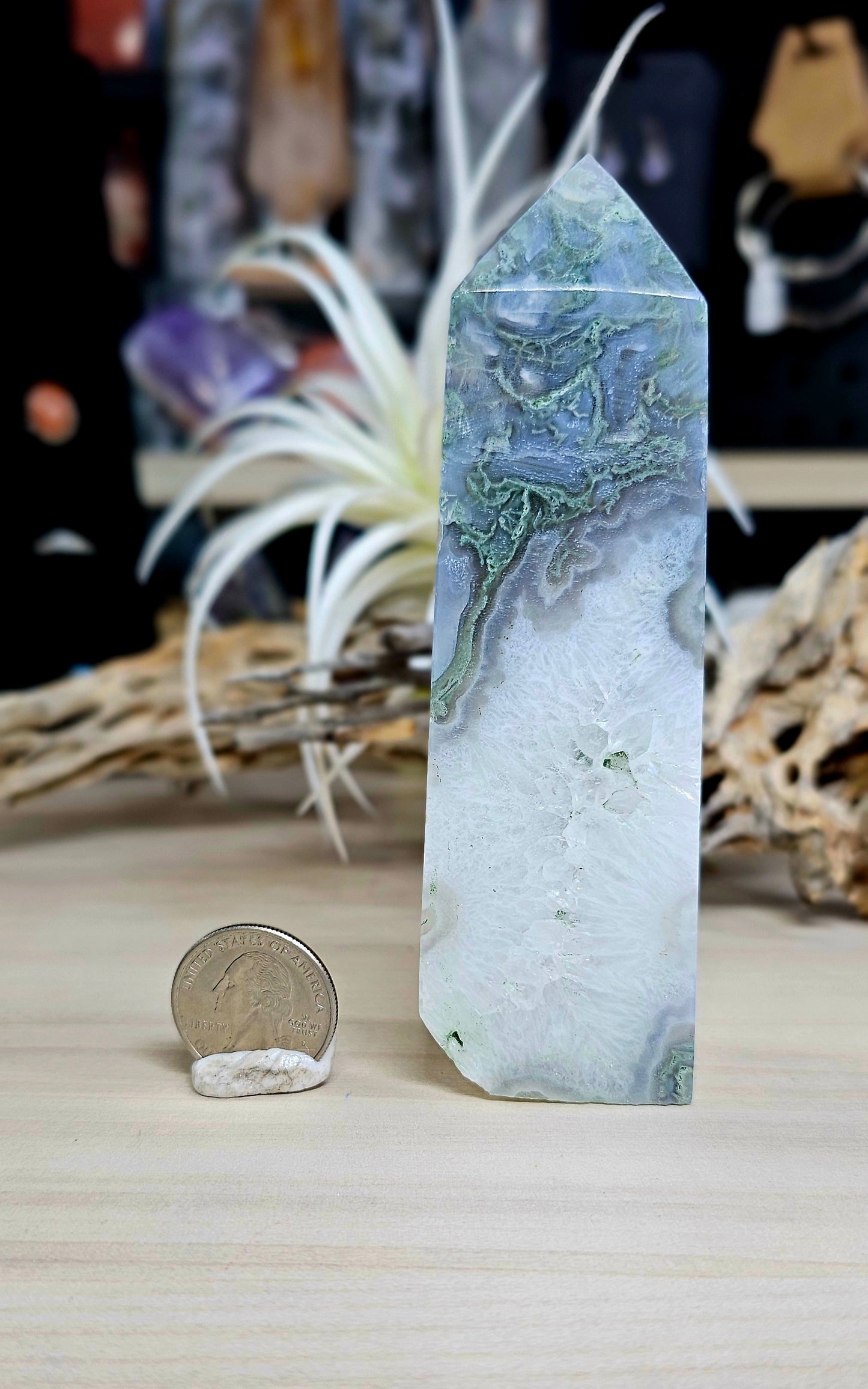 Beautiful Moss Agate Tower