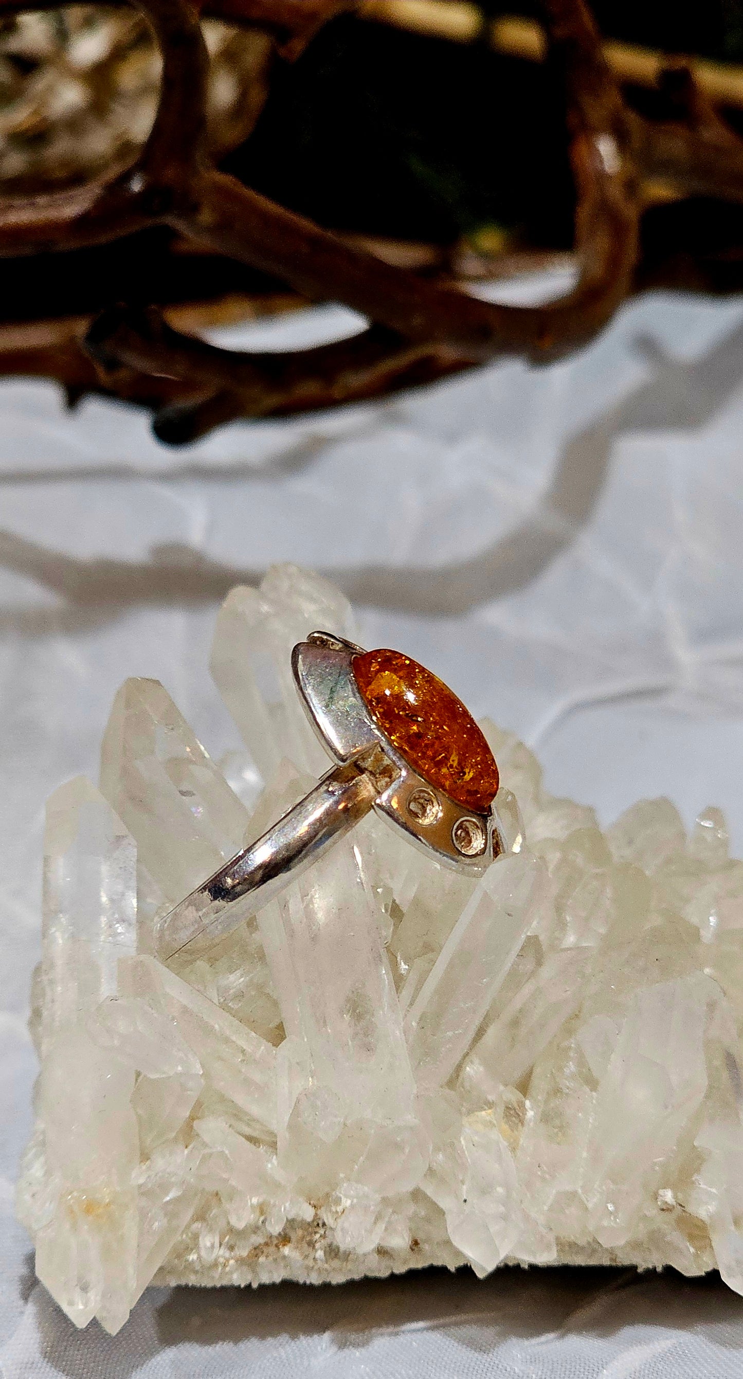 .925 Sterling Silver Baltic Amber Ring