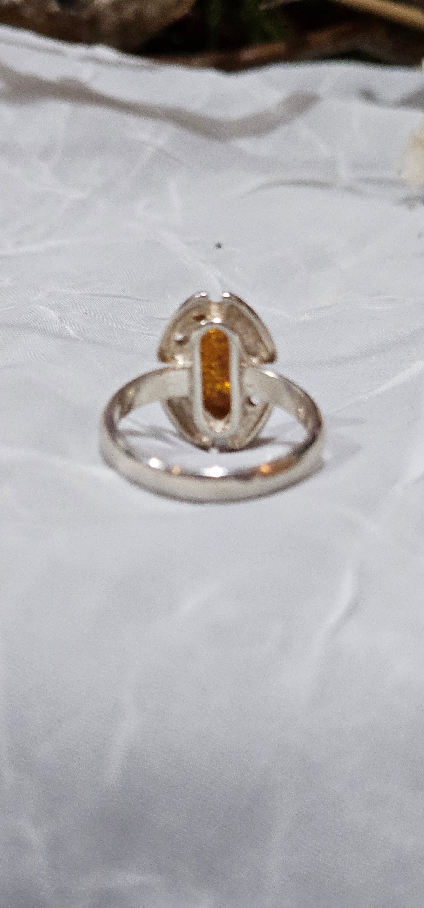 .925 Sterling Silver Baltic Amber Ring