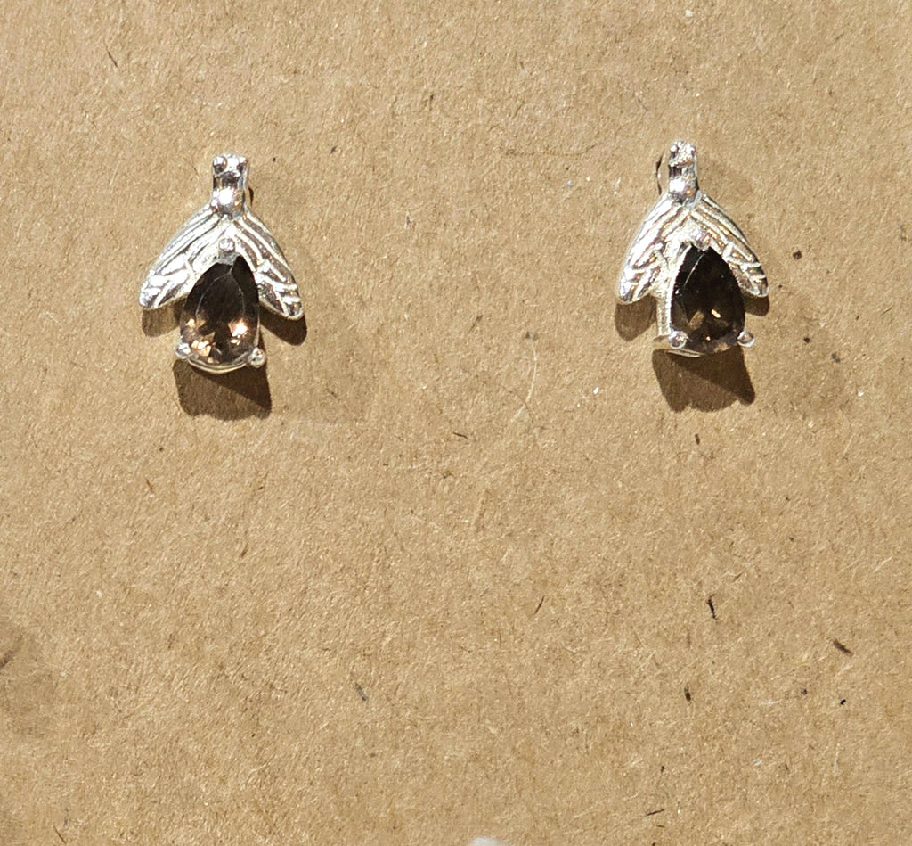 .925 Sterling Silver Faceted Smoky Quartz Earrings