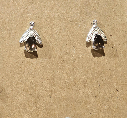 .925 Sterling Silver Faceted Smoky Quartz Earrings