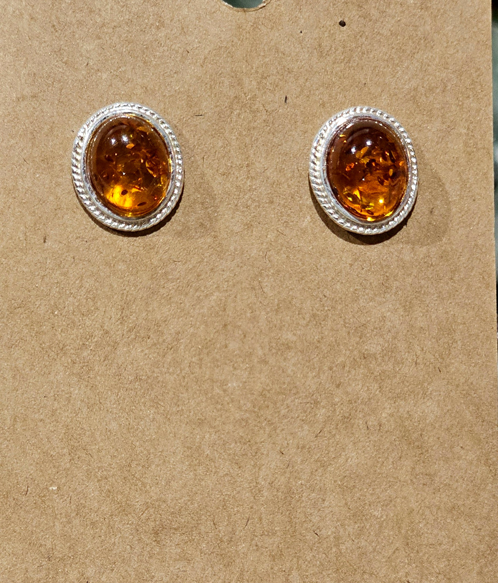 .925 Sterling Silver Baltic Amber earrings