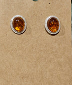 .925 Sterling Silver Baltic Amber earrings