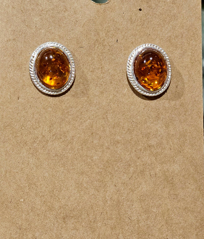 .925 Sterling Silver Baltic Amber earrings