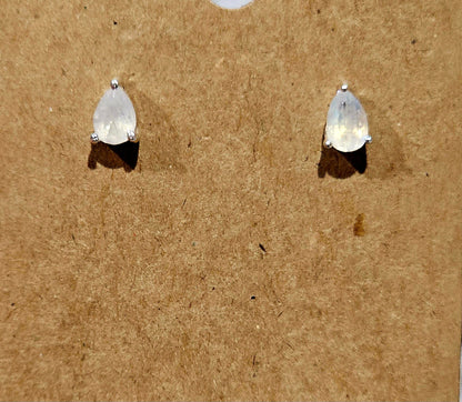 .925 Sterling Silver Faceted Moon Stone Earrings