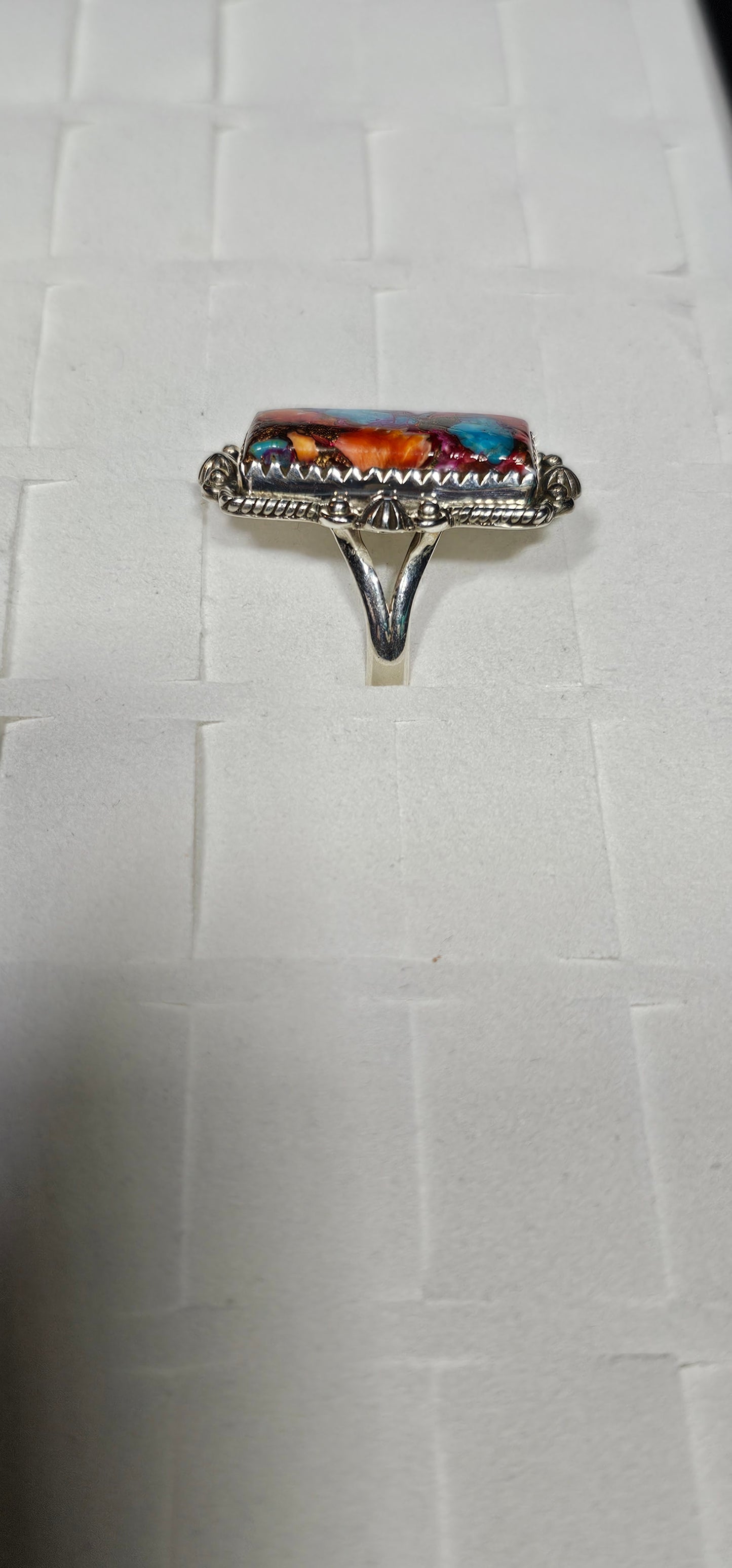 Pink Dahlia Turquoise in Sterling Silver Ring sz 9.25