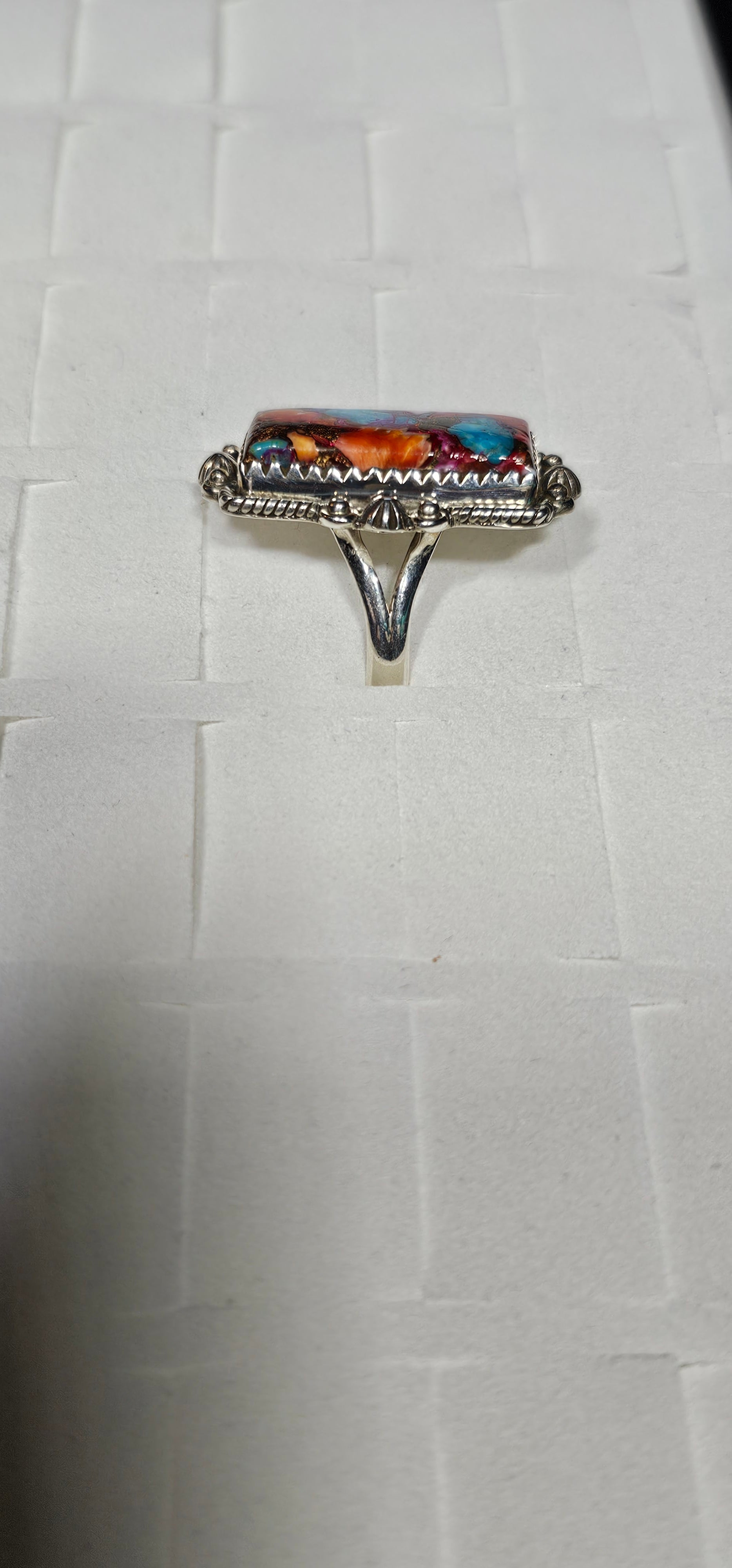 Pink Dahlia Turquoise in Sterling Silver Ring sz 9.25