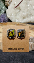 Southwest, Blackjack Turquoise Sterling Silver Stud Earrings