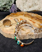 Sterling Silver Bumblebee Jasper & Mojave Turquoise Cuff – Large Wrist – 28.5g