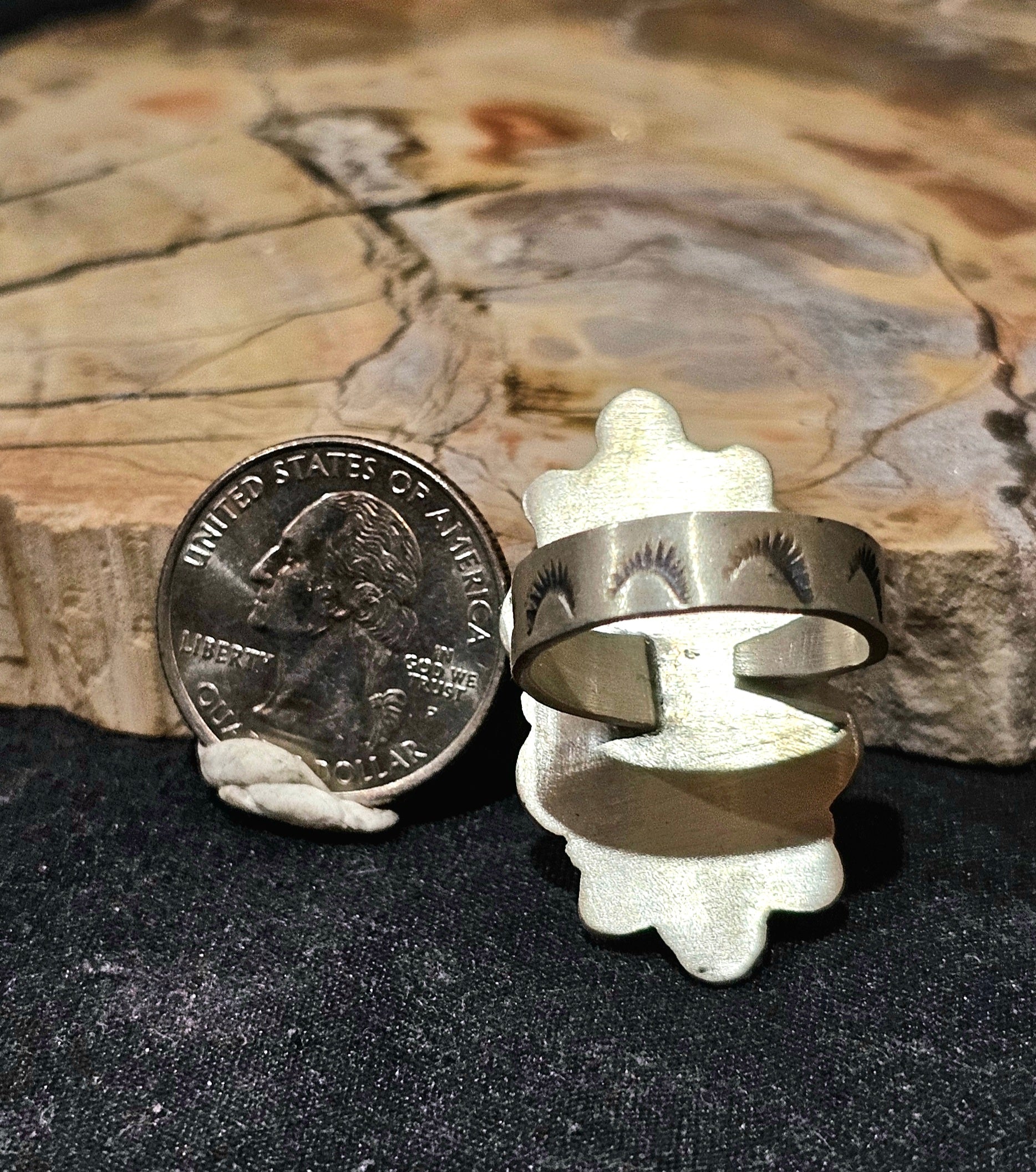Southwest, White Buffalo Turquoise Adjustable Sterling Silver Ring