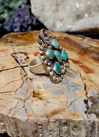 Handcrafted, Adjustable, butterfly Turquoise cluster Sterling Ring