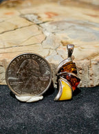 Tri-Tone Baltic Amber Sterling Pendant