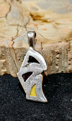 Tri-Tone Baltic Amber Sterling Pendant