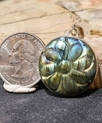 FLASHY Carved Labradorite Pendant – Sterling Silver