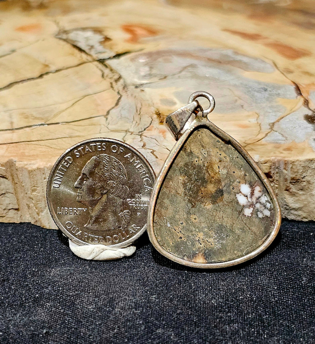 Wild Horse Jasper Sterling Silver Pendant | Brown & White Statement Stone