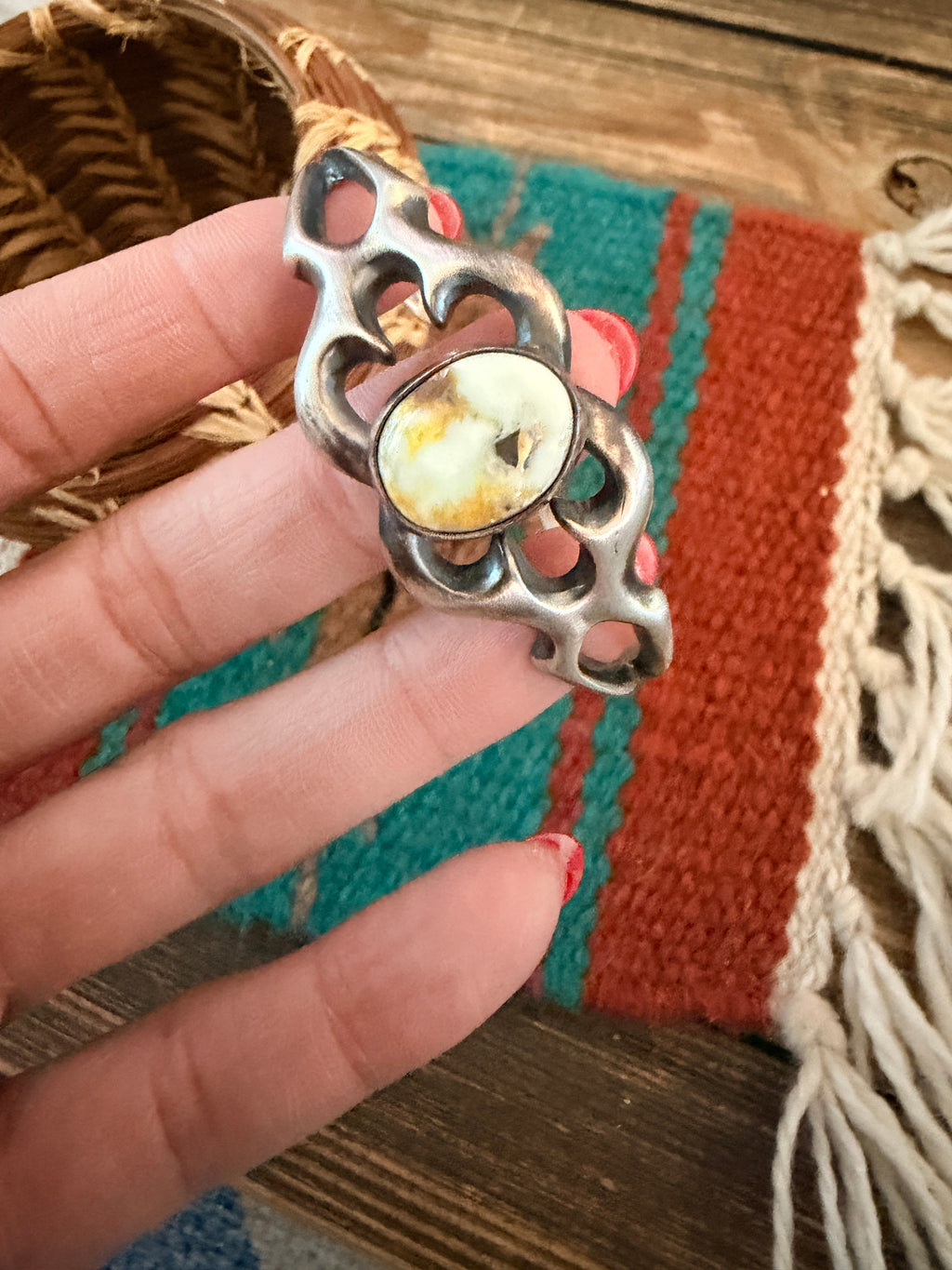 Handcrafted Palomino Turquoise & Sterling Silver Cuff Bracelet by Rick Tolino
