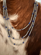 Handcrafted Lapis and Sterling Silver Pearl Beaded Necklace