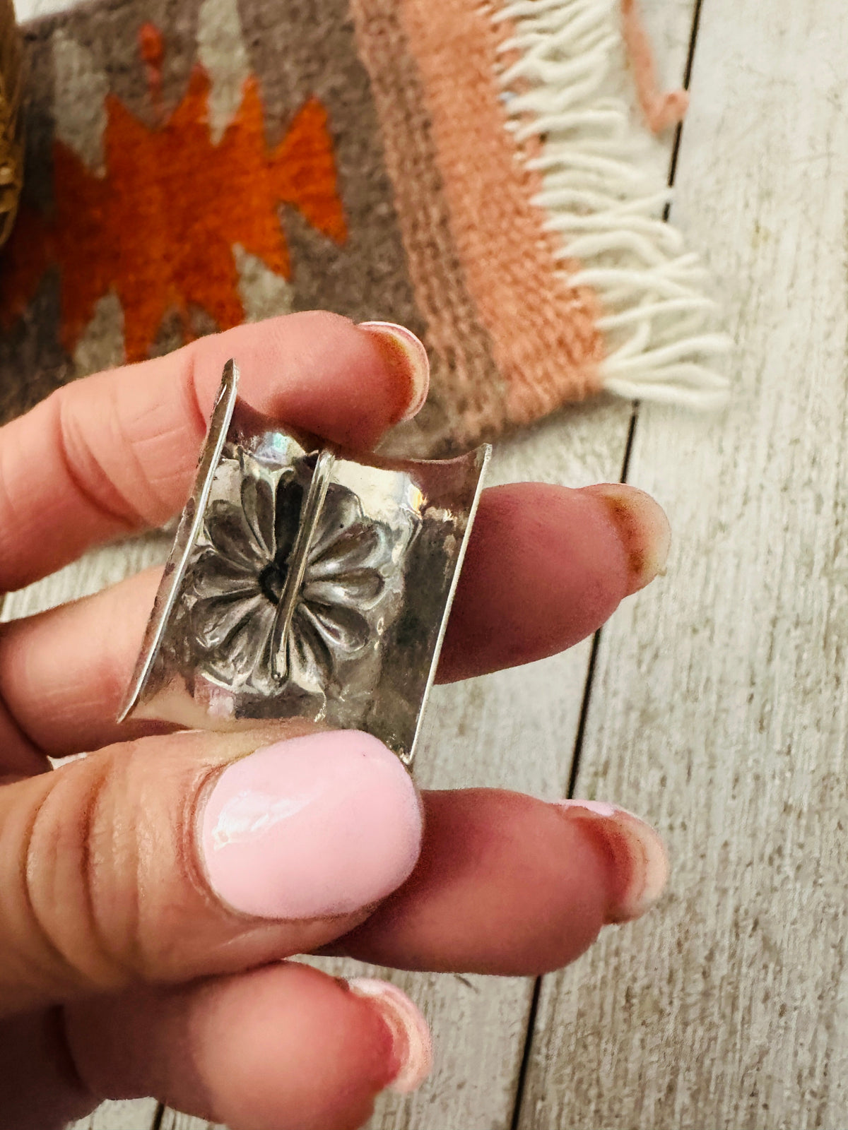 Handcrafted Sterling Silver Hand Stamped Ponytail Clip