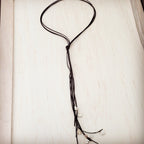 Dark Brown Rustic Knotted Leather Cord Necklace White Turquoise 263m