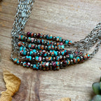 Mojave Turquoise, Spiny Oyster & Sterling Silver Pearl Paperclip Necklace