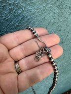 3mm Sterling Silver Pearl Style Beaded Necklace w/ 2 inch extender