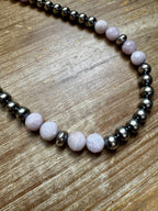 Faceted Kunzite & Sterling Silver Necklace – 8 mm Pearls – 20 Inch
