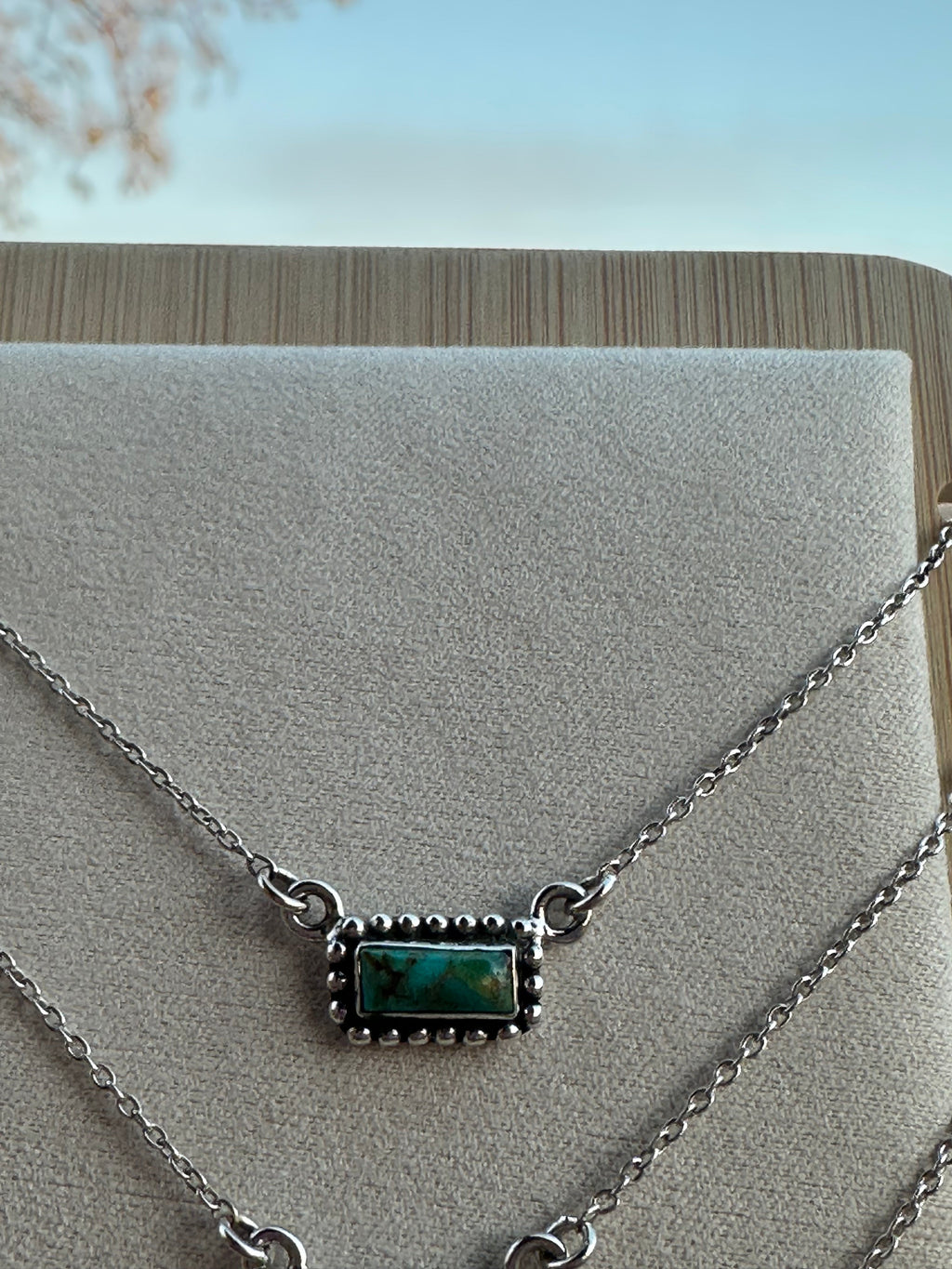 Handmade Sterling Silver Kingman Turquoise Bar Necklaces