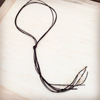 Dark Brown Rustic Knotted Leather Cord Necklace White Turquoise 263m