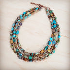 Genuine HuBei Turquoise & Copper Triple Strand Necklace 259t