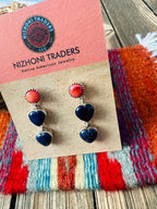 Handcrafted Lapis, Spiny & Sterling Silver Heart Dangle Earrings