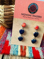Handcrafted Lapis, Spiny & Sterling Silver Heart Dangle Earrings