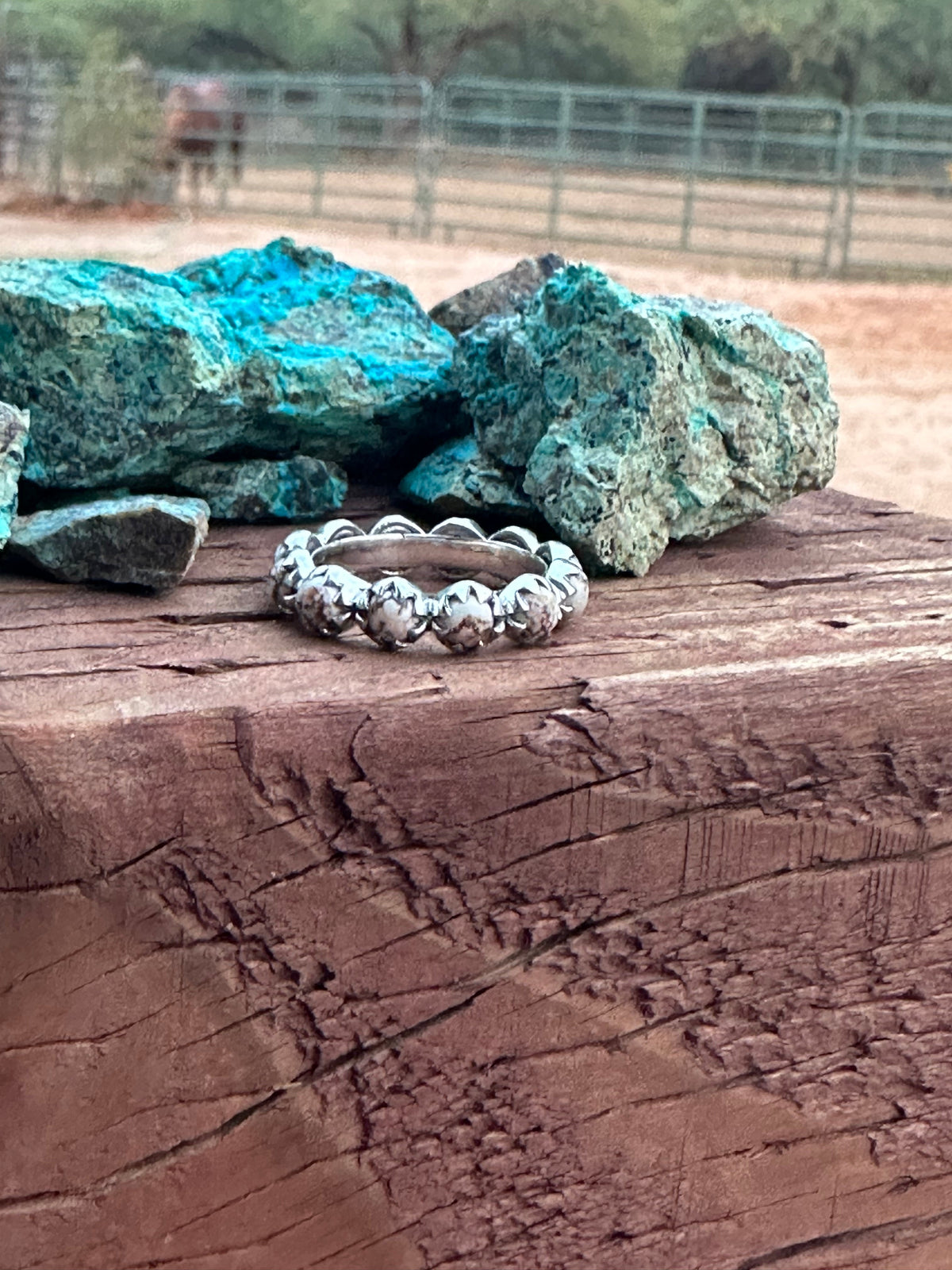 Natural Wild Horse & Sterling Silver Mini Eternity Band