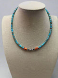 4mm Sterling Pearls, Variscite Turquoise and Spiny Oyster - The Vibrant Choker