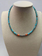 4mm Sterling Pearls, Variscite Turquoise and Spiny Oyster - The Vibrant Choker