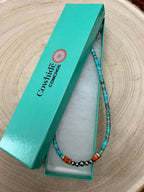 4mm Sterling Pearls, Variscite Turquoise and Spiny Oyster - The Vibrant Choker