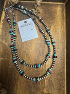 16" Purple and Turquoise 4mm Sterling pearl necklace