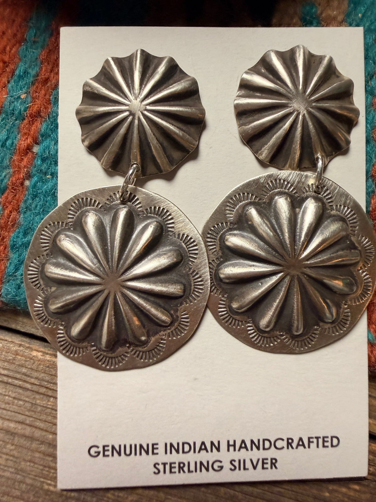 Handcrafted Sterling Silver Concho Dangle Earrings