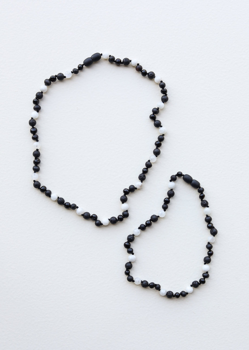 Raw Black Baltic Amber + Moonstone || Necklace