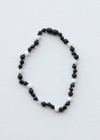Raw Black Baltic Amber + Moonstone || Necklace