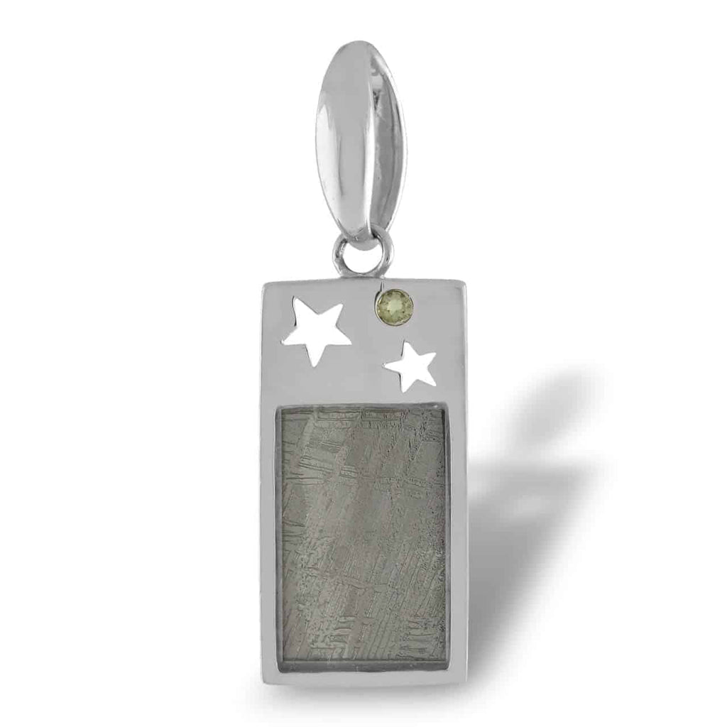 Starborn Muonionalusta Meteorite & Moldavite Star Pendant in Sterling Silver