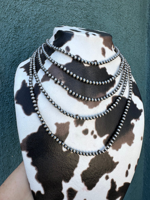 3mm Sterling Silver Pearl Style Beaded Necklace w/ 2 inch extender