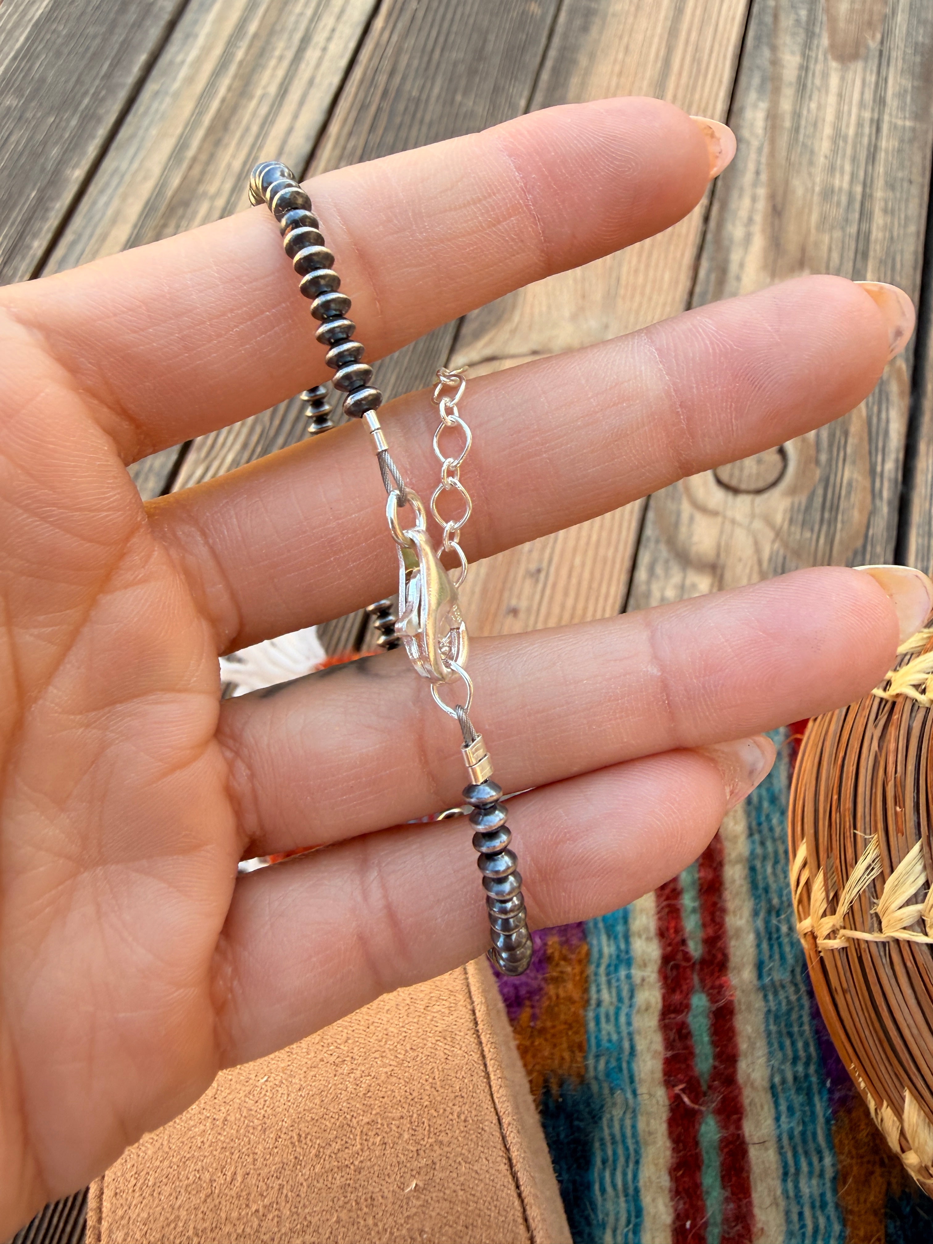 Handcrafted 3mm Sterling Silver Saucer Bead Bracelet