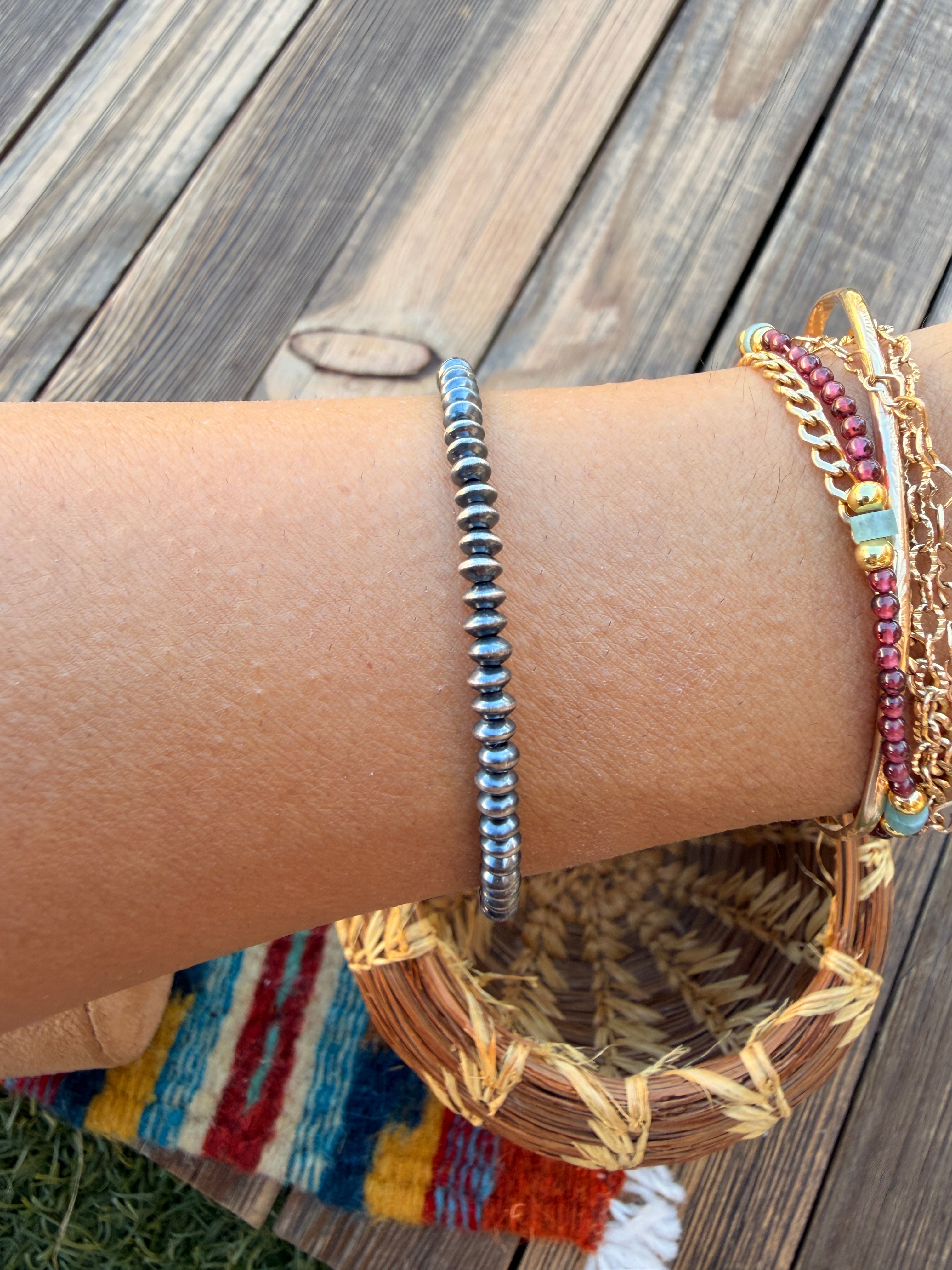 Handcrafted 3mm Sterling Silver Saucer Bead Bracelet