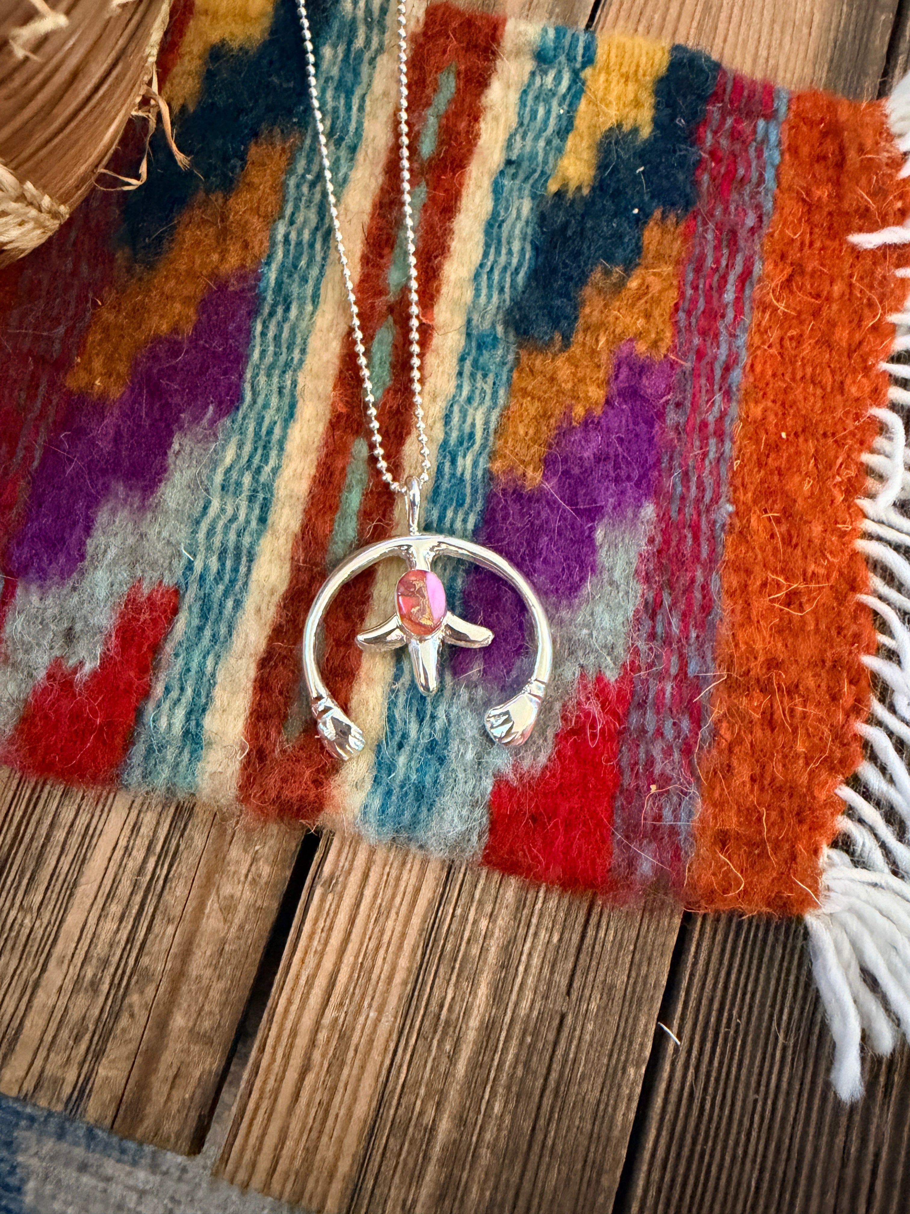 Handcrafted Sterling Silver & Pink Dream Mojave Naja Pendant by Joseph Martinez