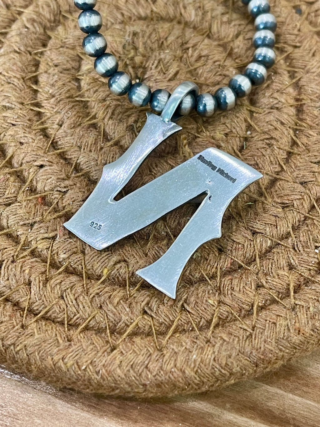 Handmade Sterling Silver and Turquoise Letter Pendant