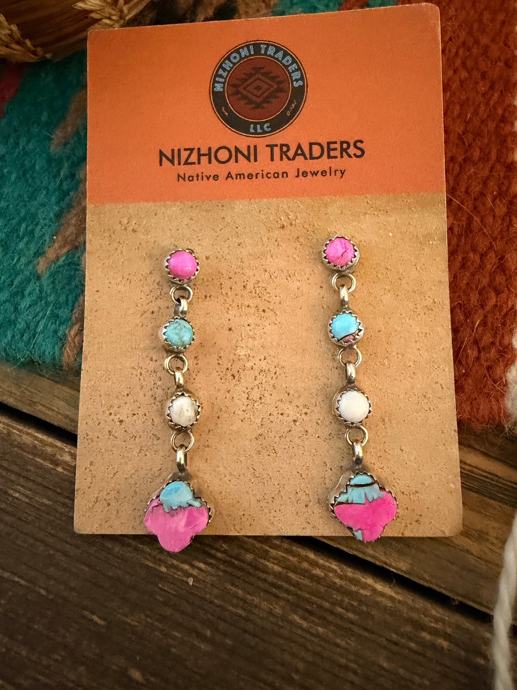 Handcrafted Cotton Candy & Sterling Silver Dangle Earrings