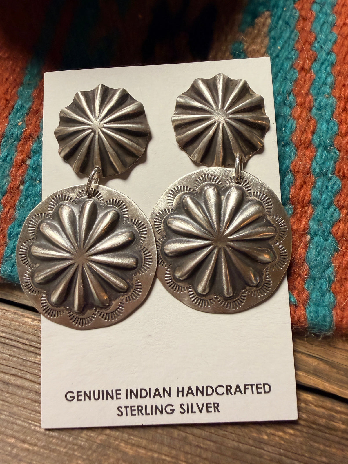 Handcrafted Sterling Silver Concho Dangle Earrings