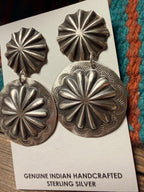 Handcrafted Sterling Silver Concho Dangle Earrings